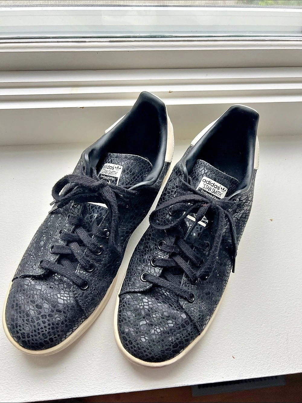 adidas Stan Smith Animal Print Sneakers in Black & White